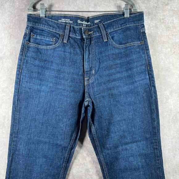 Goodfellow &‎ Co. Straight Recto Jeans Mens Size 36X32 Blue Dark Wash Denim NEW - Picture 2 of 11